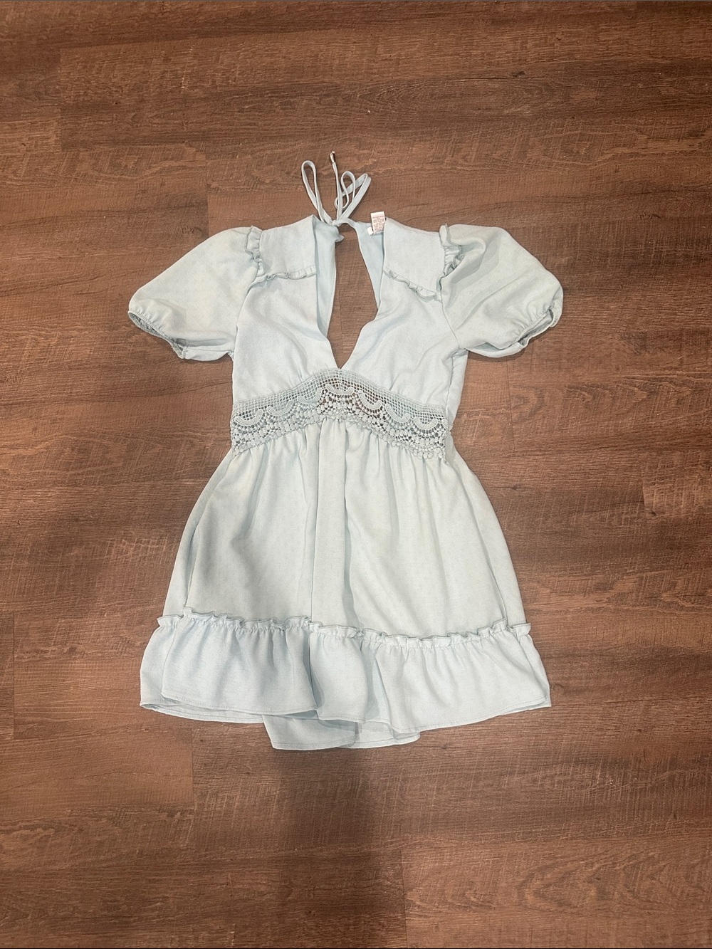 Rue21 Light Blue Mini Dress with Lace Waist